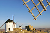 Windmills and Castle of Consuegra. Toledo province. Castilla-La Mancha. Spain