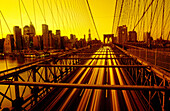 Brooklyn Bridge and Lower Manhattan skyline. New York City, USA