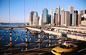 Taxi on Brooklyn Bridge, New York City. USA