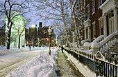 Snowstorm in Greenwich Village, New York City, USA