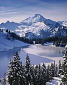 Iceberg Lake and Mount Baker in winter. Mount Baker Wilderness. Washington. USA.