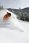 Man skiing in Sun Valley, Idaho. USA