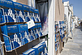 Book stand in Oia. Santorini, Greece