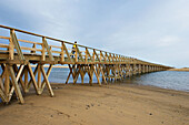 Wooden bridge to access to Punta Caimán beach, Isla Cristina. Huelva province. Andalusia. Spain