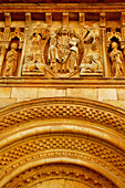 Romanesque gate. Moarves de Ojeda church. Palencia. Spain.