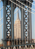 Manhattan Bridge and Empire State Building in background. Manhattan. New York City. USA.