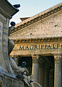 Detail of the inscription on the cornice of the Pantheon. Piazza della Rotonda. Rome. Italy