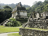 Temple of the Sun in Palenque, Maya archeological site (600 - 800 A.D.). Chiapas, Mexico