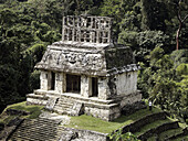 Temple of the Sun in Palenque, Maya archeological site (600 - 800 A.D.). Chiapas, Mexico