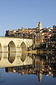 Medieval bridge over Duero river. Tordesillas. Valladolid province. Castilla y Leon. Spain