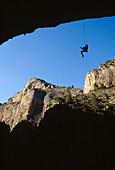 Rock climbing in Montanejos. Castellón province. Spain.