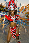 Woman in ornate Carnival costume, Trinidad Carnival (at the Queens Park Savannah), Port of Spain, Island of Trinidad, Trinidad and Tobago