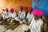 Opium ceremony, Bishnoi tribal village, near Rohet, Rajasthan, India