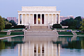 The Lincoln Memorial reflecting into the Reflecting Pool, Washington, District of Columbia, USA