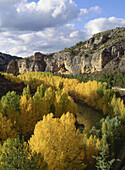 Júcar river gorge landscape in autumn. Cuenca province, Castilla-La Mancha, Spain