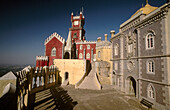 Castelo da Pena, Portuguese architecture in Romantic style, built in 1839. Sintra. Portugal