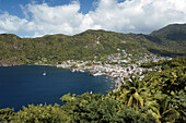 Soufriere town, under the same name volcano. Santa Lucia. West Indies. Caribbean