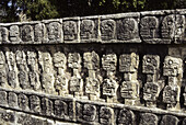 Wall of Skulls. Tzompantli or Platform of Skulls. Chichen Itza, Yucatan, Mexico