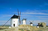 Windmills in Cerro Calderico, Consuegra. Toledo province, Castilla-La Mancha, Spain. The giants of Don Quijote