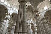 Pillars in the cathedral, Granada. Andalusia, Spain