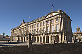 Neoclassical Pazo de Raxoi (18th century) now Town Hall and Junta de Galicia headquarters, Santiago de Compostela. A Coruña province, Galicia, Spain