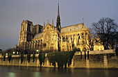Notre Dame Cathedral in early evening, Paris. France