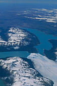 Aerial view of Lago Argentino, Perito Moreno Glacier, Los Glaciares National Park, Patagonia, Argentinien