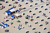 Beach chairs at beach, Travemunde, Lubeck, Schleswig-Holstein, Germany