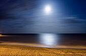 Moonlit beach in Eastbourne, East Sussex, England, Europe