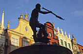 Fountain in the main square of Gdansk, Poland