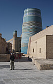 Katla-minar minaret and street, Khiva, Uzbekistan