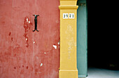 Wall and door. Cartagena de Indias. Colombia