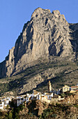 Finestrat village with Puig Campana peak in background. Alicante province, Comunidad Valenciana, Spain