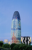 Agbar Tower by Jean Nouvel in the evening. Barcelona. Catalonia, Spain