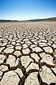 Dry land beacuse of the drought. Guadalhorce reservoir, Malaga province, Andalucia. Spain