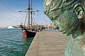 Los Raqueros statues at Muelle de Calderón, Santander. Cantabria, Spain