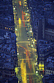 View from the Montparnasse tower, Rue de Rennes, Paris. France