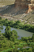 Cliffs and Ebro river. Sástago, Zaragoza province. Spain