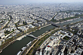 Aerial view of Paris with Seine river. Paris. France.