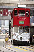 Trolley bus in centre Hong Kong. China.