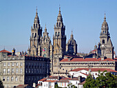 Cathedral and Rajoy Palace. Santiago de Compostela. La Coruña province, Galicia. Spain