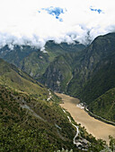 river gorge...Yangtse River enters Tiger Leaping Gorge, Yunnan, China