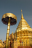 Thailand, Chiang Mai. Golden Chedi and temple at Wat Doi Suthep