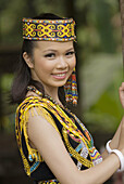 2007 Miss Fair & Lovely Contestat Sarawak Cultural Village wearing traditional native costumes.