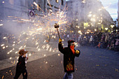 Correfoc. Santa Eulàlia festivities. Barcelona. Spain.