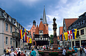 Europe, Germany, Hesse, Michelstadt im Odenwald, market square and town hall