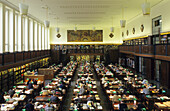 View inside the reading room of the national library, Leipzig, Saxony, Germany