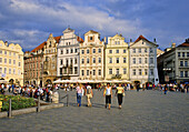 Baroque Façade Old Town Square in Prague, Czech Republic tourists