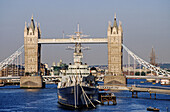 HMS Belfast, Tower Bridge. London. England. UK.