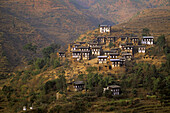 Typical small Himalayan village. Rinchengang. Bhutan.